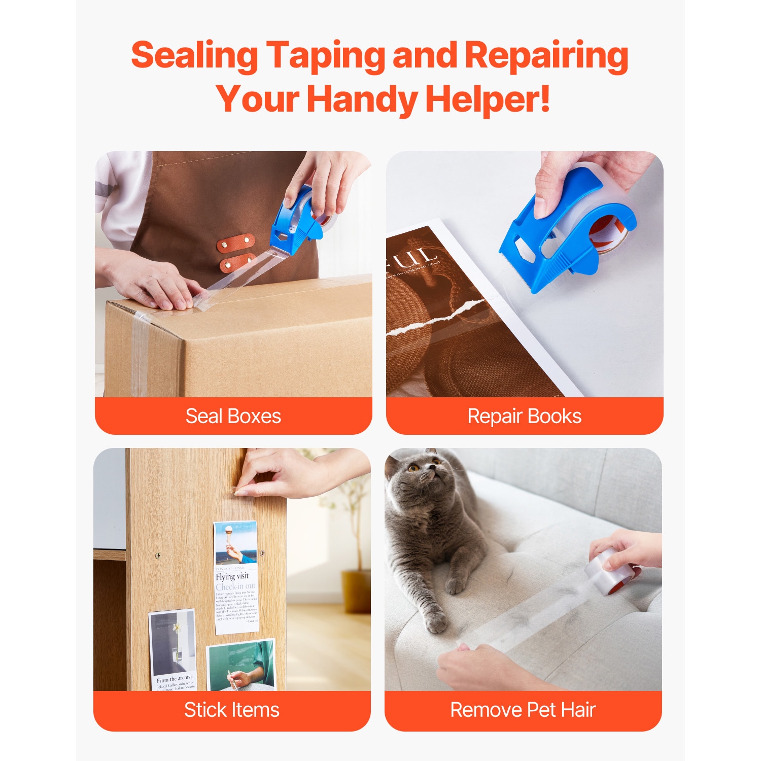 Clear Packing Tape With Dispenser Heavy Duty Shipping Parcel Tape_voghion.com